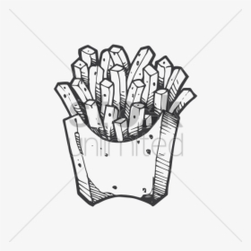 Fries Drawinhg Clipart French Fries Drawing Clip Art - French Fries Sketch Transparent, HD Png Download, Transparent PNG