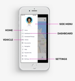 App Anatomy Sidemenu - Lyft Driver App Dashboard, HD Png Download, Transparent PNG