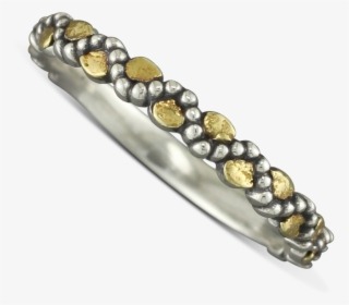 925 Sterling Silver Curved Milgrain Ring With Gold - Bangle, HD Png Download, Transparent PNG