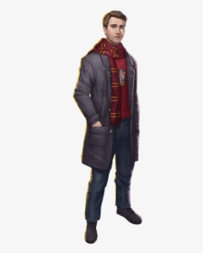 Neville Wearing A Red Shirt And Long Coat With A Gryffindor - Pocket, HD Png Download, Transparent PNG