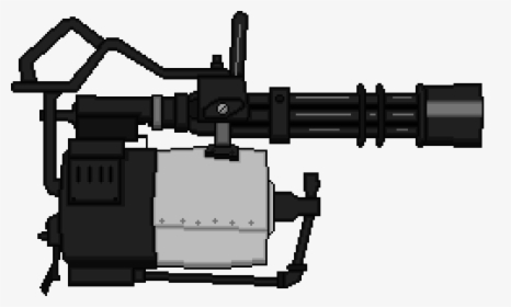 Minigun Drawing Zombie - Minigun On The Side, HD Png Download, Transparent PNG