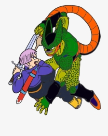 Trunks And Semi-perfect Cell In The Style Of That Cool - Semi Perfect Cell Png, Transparent Png, Transparent PNG