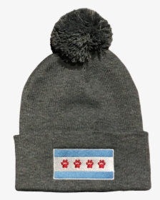 Chicago Paw Flag Pom Beanie Hat- Heather Grey, HD Png Download, Transparent PNG