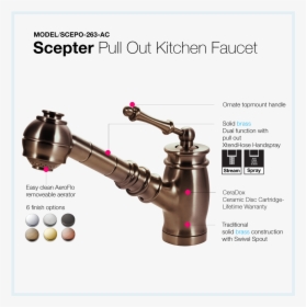 Antique Brass Single Hole Pull Out Kitchen Faucet, HD Png Download, Transparent PNG