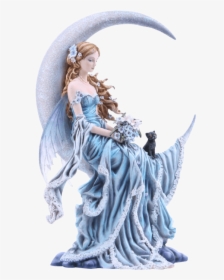 Wind Moon Fairy Statue - Angel Sitting On The Moon, HD Png Download, Transparent PNG