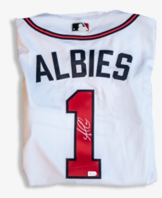 Ozzie Albies Autographed Authentic White Home Jersey - Atlanta Braves, HD Png Download, Transparent PNG