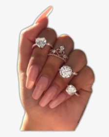 #7rings #arianagrande #png #hand #rich - Diamond Ring On Every Finger, Transparent Png, Transparent PNG