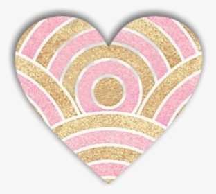 Glitter Heart Love Decoration Scrapbooking Overlay - Stripes Pink With Gold Background, HD Png Download, Transparent PNG