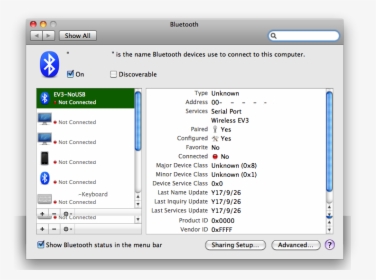 Bt Info For Ev3 - Bluetooth On Apple Mac, HD Png Download, Transparent PNG