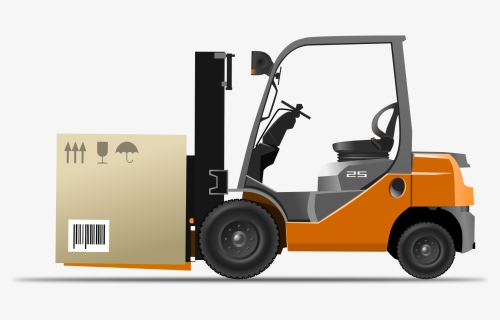 Orange Forklift Loader With Box - Delivery Equipment, HD Png Download, Transparent PNG