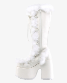 Demonia White Furry Winter Faux Fur Boots - Cowboy Boot, HD Png Download, Transparent PNG