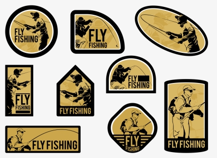 Man Fly Fishing Vector Labels - Emblem, HD Png Download, Transparent PNG
