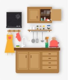 Kitchen Cabinet Illustration Png, Transparent Png, Transparent PNG