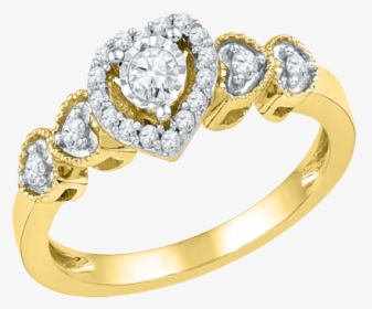 Heart Ring Picture - Gold Band Heart Engagement Ring, HD Png Download, Transparent PNG