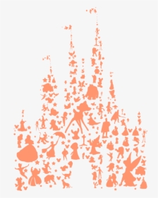 Silhouette Disney Castle With Characters, HD Png Download, Transparent PNG