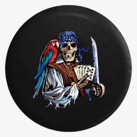 Pirate Skeleton With Parrot Poker Hand And Sword Jeep, HD Png Download, Transparent PNG