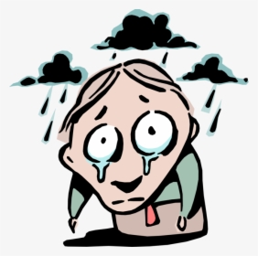 Vector Illustration Of Crying Valley Of Tears Idiom - Dark Cloud Above Head, HD Png Download, Transparent PNG
