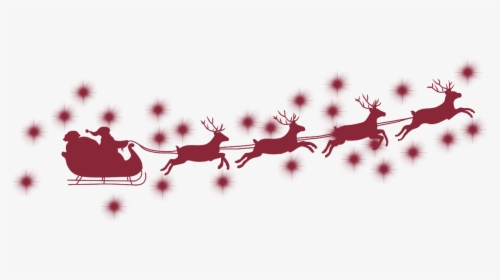 #red #reindeer #santa #sleigh #christmas #fly  #freetoedit - Santa Sleigh Silhouette Svg, HD Png Download, Transparent PNG