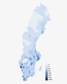 Swedish Population Density 2016 12 31 - Sverigekarta Landskap, HD Png Download, Transparent PNG