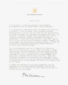 President Clinton S Letter To Mjc - Greetings To All Letter, HD Png Download, Transparent PNG