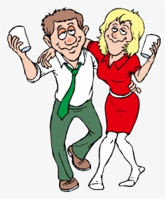 Clipart Beer Binge Drinking - Drunk Man And Woman Cartoon, HD Png Download, Transparent PNG