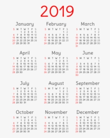 2019 Calendar Transparent Png , Png Download - Free Printable Downloadable 2020 Calendar, Png Download, Transparent PNG