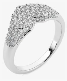 Diamond Heart Pave Signet Ring - Engagement Ring, HD Png Download, Transparent PNG
