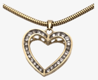 14k Gold And Diamond Heart Necklace - Locket, HD Png Download, Transparent PNG