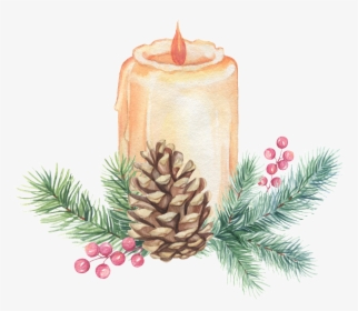 Hand Painted Christmas Candle Png Transparent - Candle, Png Download, Transparent PNG