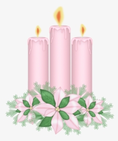 Christmas Candle Clipart Pink- - Camdles Clipart Png, Transparent Png, Transparent PNG