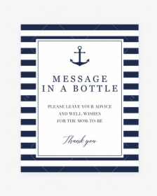 Printable Message In A Bottle Sign For Nautical Shower - Diaper Raffle If You Brought A Pack, HD Png Download, Transparent PNG
