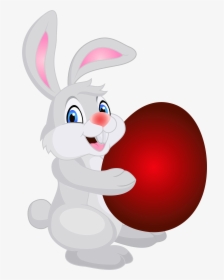 Easter Bunny Red Egg , Png Download - Cartoon Rabbit Easter Egg, Transparent Png, Transparent PNG