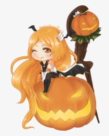 Transparent Pumpkins Anime - Chibi With A Pumpkin, HD Png Download, Transparent PNG