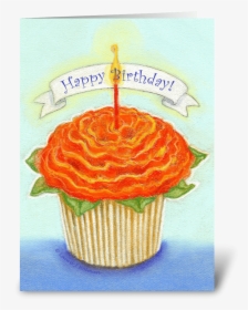 Happy Birthday Flower Cupcake Greeting Card - Cupcake, HD Png Download, Transparent PNG