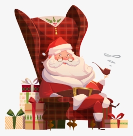 Santa In Chair Clipart Jpg Royalty Free Santa Claus - Santa Claus Sitting In A Chair Painting, HD Png Download, Transparent PNG