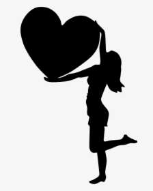 Woman Silhouette With Heart, HD Png Download, Transparent PNG