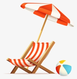 Sunbed And Umbrella Free Clipart , Png Download - Sandy Beach Cartoon Summer, Transparent Png, Transparent PNG