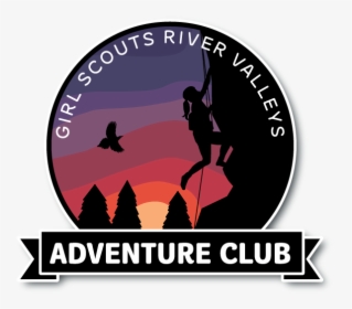 Adventure Club Patch Featuring A Girl Rock Climbing - Silhouette, HD Png Download, Transparent PNG