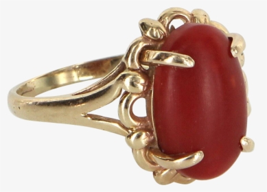 Red Coral And Gold Antique Ring, HD Png Download, Transparent PNG