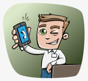 Guy, Phone, Smartphone, Wink, Holding A Phone, Smiling - Cartoon Mobile Boys Png, Transparent Png, Transparent PNG