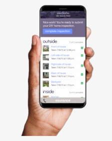 Hand Holding Phone With Esurance Dyi Home Inspection - Home Inspection App, HD Png Download, Transparent PNG