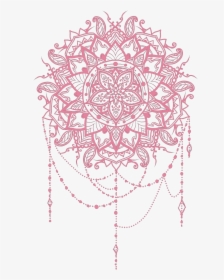 #pink #salmon #mandala #tattoo #design #vector #flower - Drawing Line Mandala Art, HD Png Download, Transparent PNG