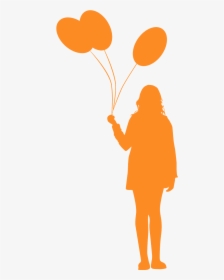 Silhouette Lady Holding Balloon, HD Png Download, Transparent PNG