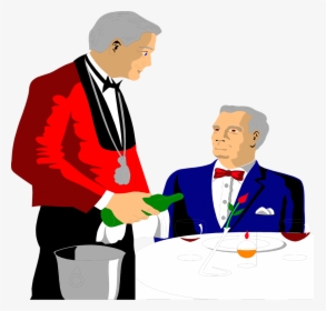 Stock Photo Illustration Of A Waiter Pouring A Drink - Waiter, HD Png Download, Transparent PNG