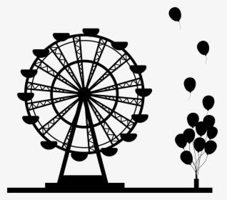 Ferris Wheel Silhouette Drawing - Ferris Wheel Silhouette Png, Transparent Png, Transparent PNG