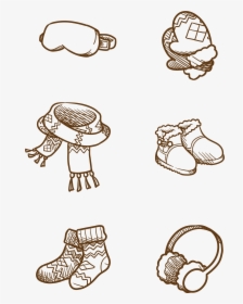 Winter Clothing Cartoon Hand Drawn Png And Psd - Hand Drawn Winter Clothes Png, Transparent Png, Transparent PNG