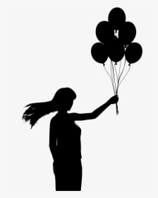 Silhouette Woman With Balloons, HD Png Download, Transparent PNG