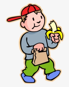 Vector Illustration Of Primary Or Elementary School - Boy Eating Banana Clipart, HD Png Download, Transparent PNG