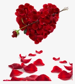 Transparent Red Rose Petals Png - Valentines Day Heart Roses, Png Download, Transparent PNG