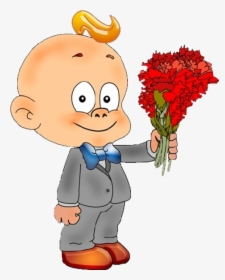 Cute Baby With Flowers - Funny Baby Cartoons Barco, HD Png Download, Transparent PNG